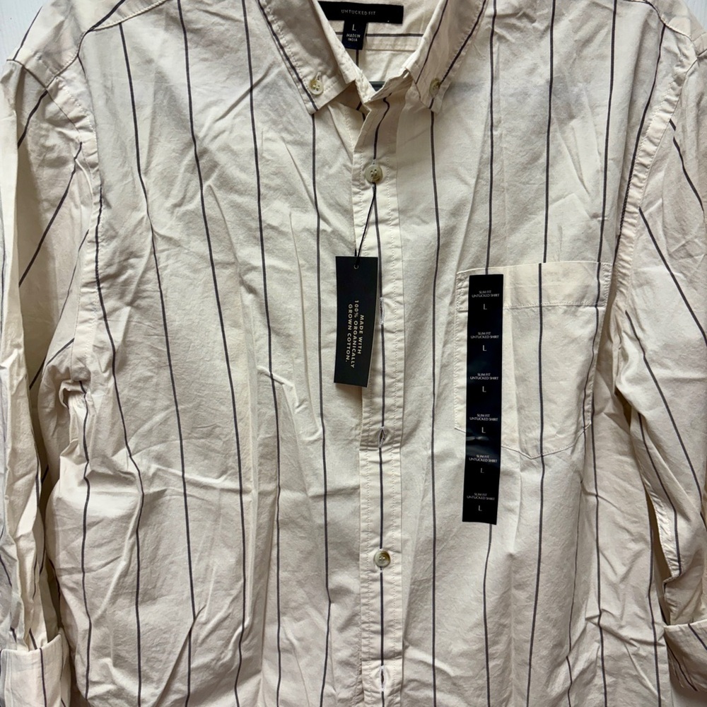 Men’s cream stripe banana republic button down